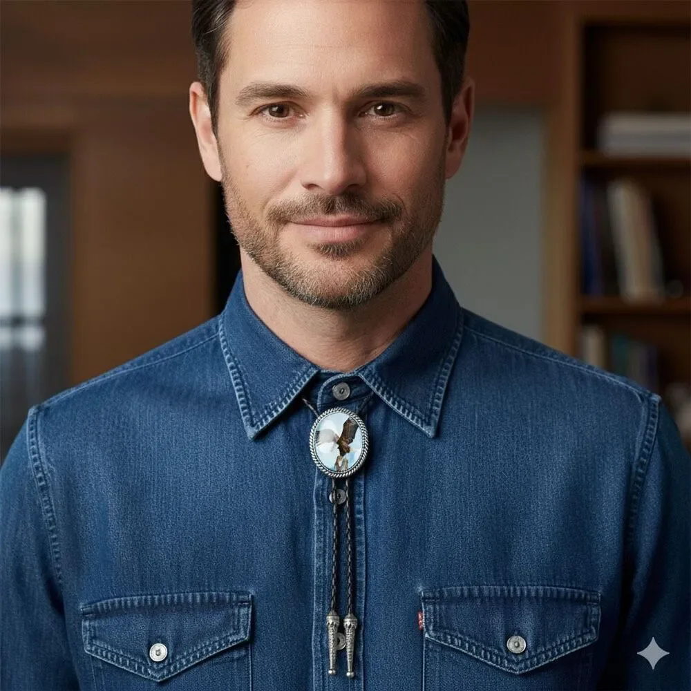 The Frontier Spirit: Southwestern Eagle Bolo Tie New